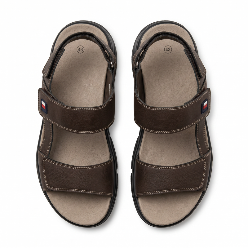 Sandales Homme Marron Doubles Brides à Scratch – Importées d’Espagne 🇪🇸