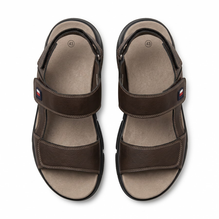 Sandales Homme Marron Doubles Brides à Scratch – Importées d’Espagne 🇪🇸