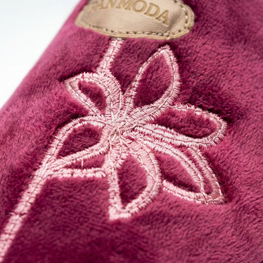 Pantoufles Femme Hiver Confort Bordeaux Velours – Importées d’Espagne