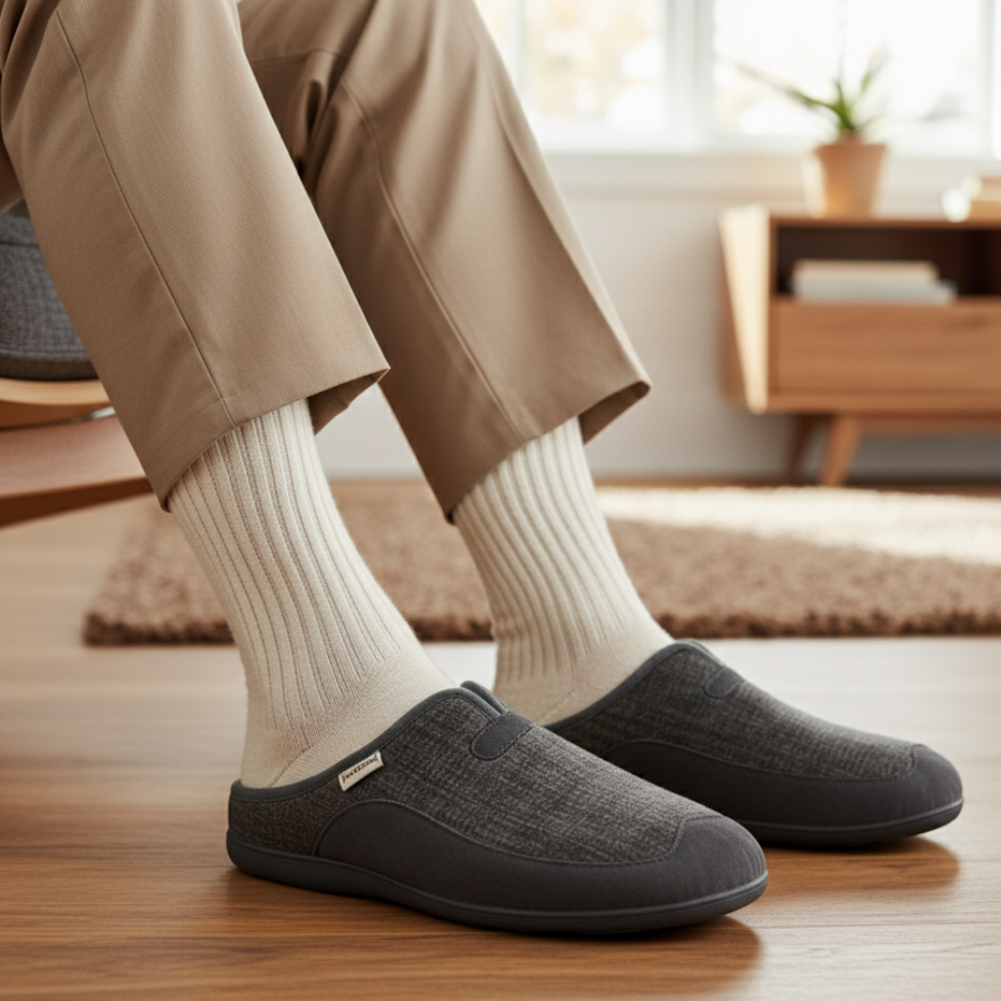 Chaussons Homme Hiver Gris Texturé – Importé d’Espagne | PN247581