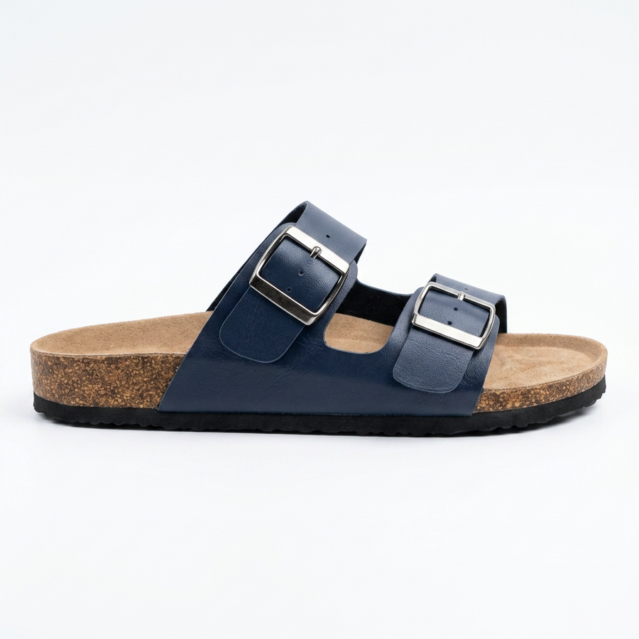 Sandales Homme Doubles Brides à Boucles Métalliques – Importées d'Espagne 🇪🇸 – Bleu