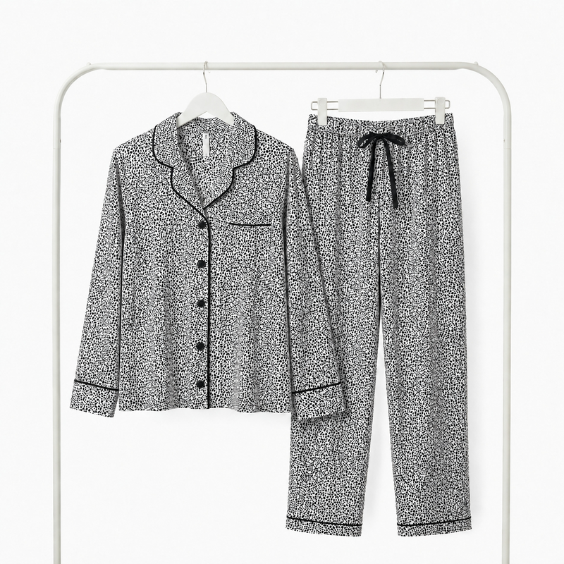 Pyjama Tress Femme Noir & Blanc à Motif – Importé d’Espagne 🇪🇸