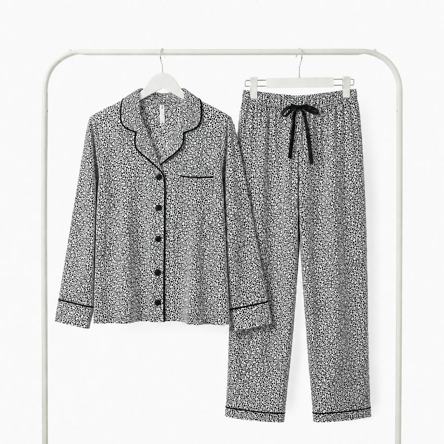 Pyjama Tress Femme Noir & Blanc à Motif – Importé d’Espagne 🇪🇸