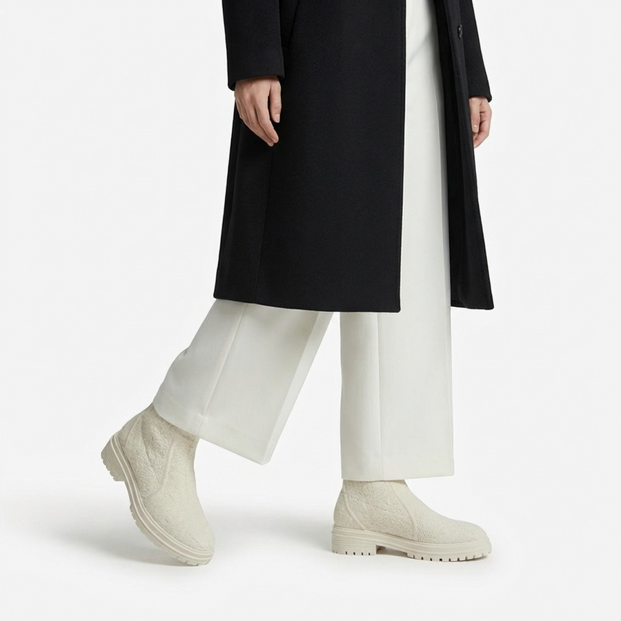 Bottines Femme Blanc cassé Style Chaussette – Importées d’Espagne 🇪🇸