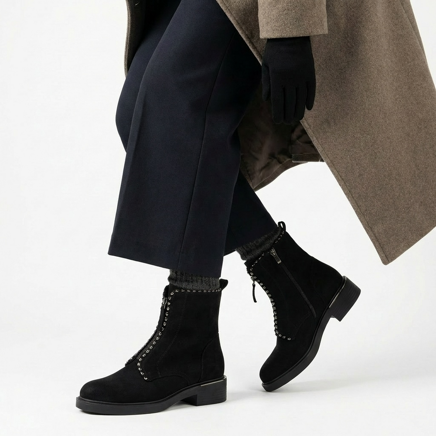 Women's Black Faux Suede Ankle Boots
