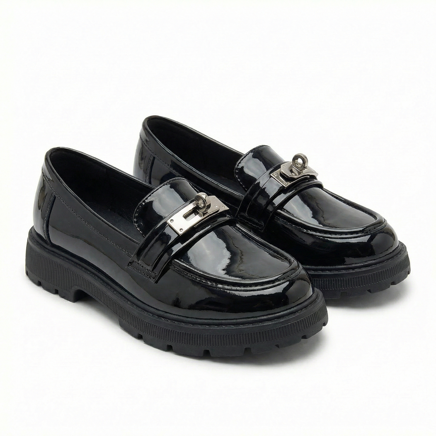 Mocassins Fille Noirs Vernis – Importés d’Espagne 🇪🇸
