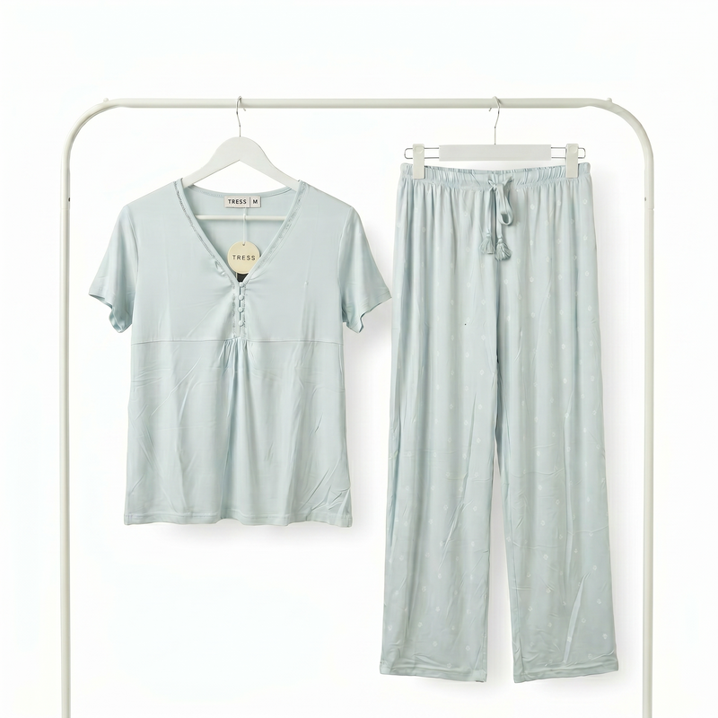 Pyjama Tress Femme Vert Menthe Élégant – Importé d’Espagne 🇪🇸