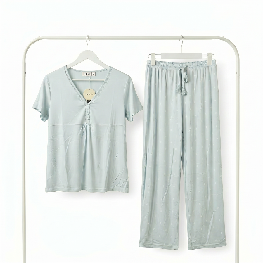 Pyjama Tress Femme Vert Menthe Élégant – Importé d’Espagne 🇪🇸