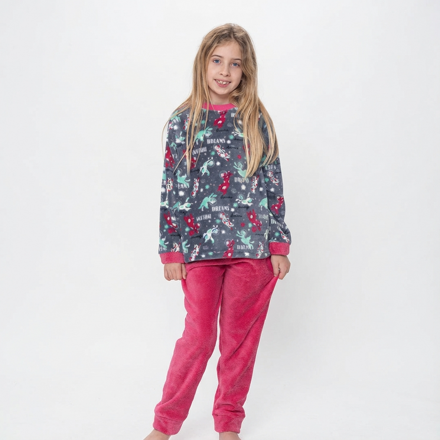 Pyjama Fille polaire « DREAMS » – Fabriqué en Espagne 🇪🇸
