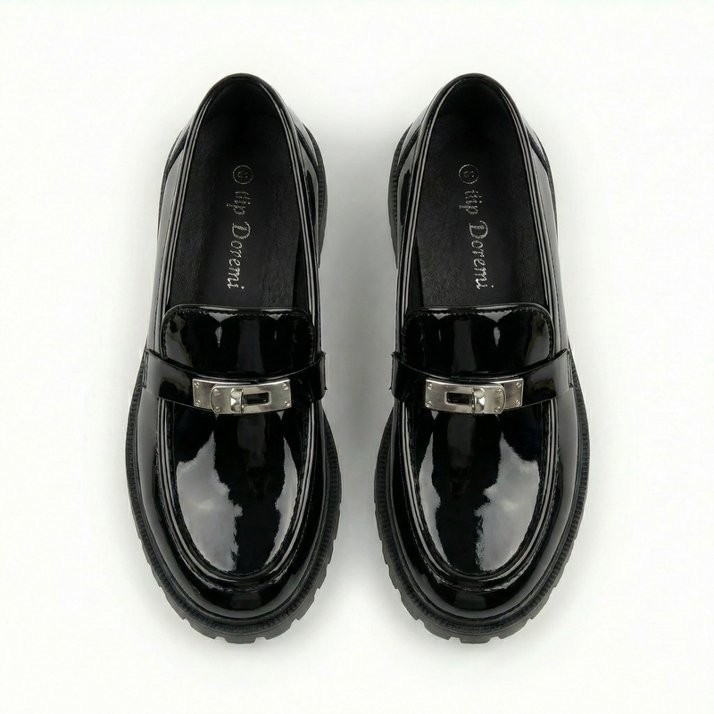 Mocassins Fille Noirs Vernis – Importés d’Espagne 🇪🇸