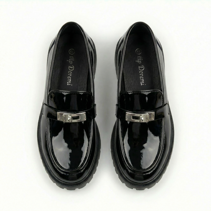 Mocassins Fille Noirs Vernis – Importés d’Espagne 🇪🇸