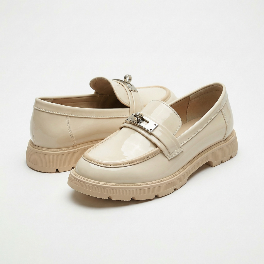 Mocassins Fille Beige Vernis – Importés d’Espagne 🇪🇸