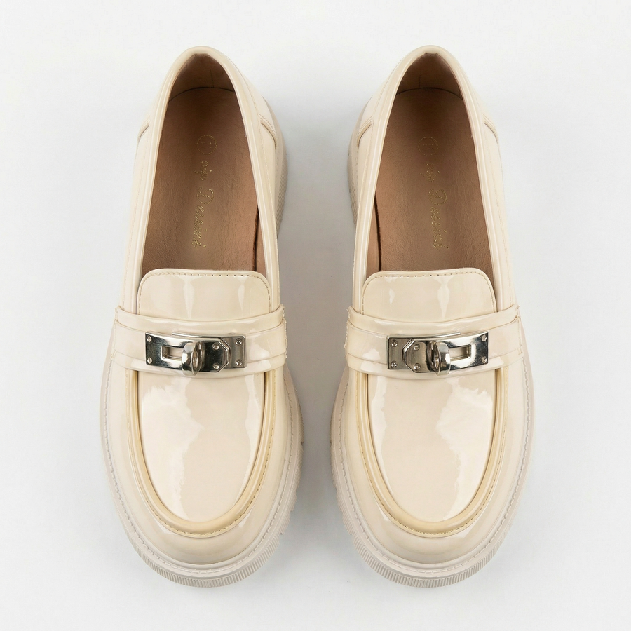 Mocassins Fille Beige Vernis – Importés d’Espagne 🇪🇸