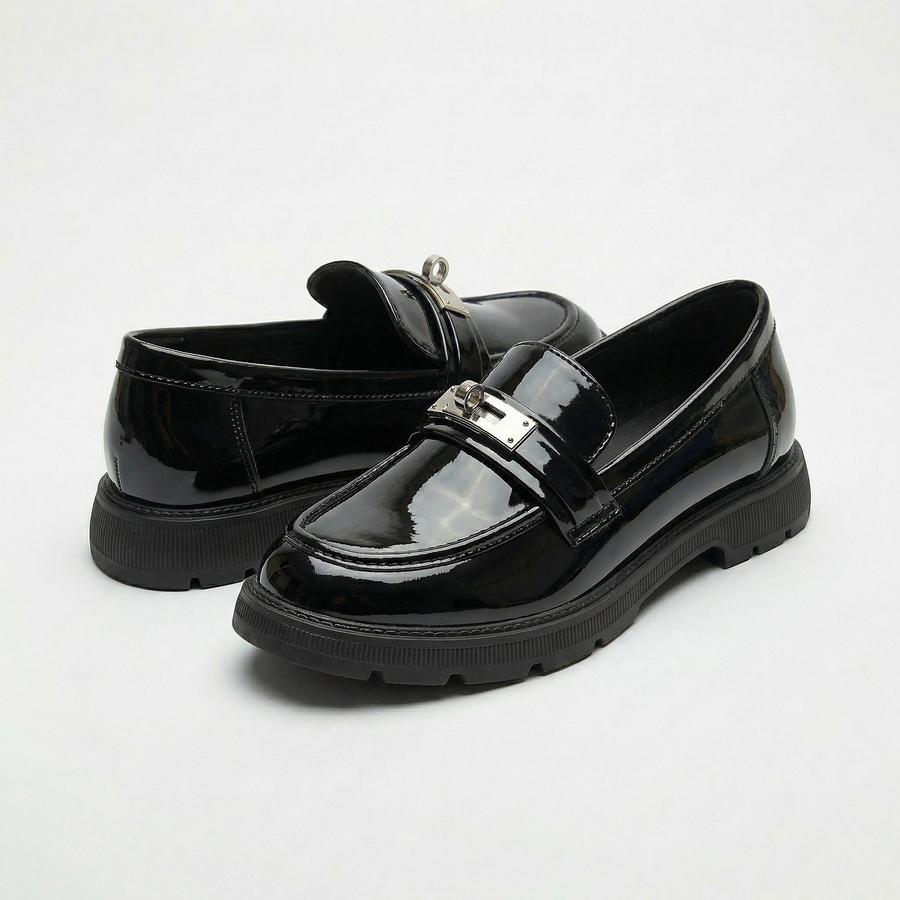 Mocassins Fille Noirs Vernis – Importés d’Espagne 🇪🇸