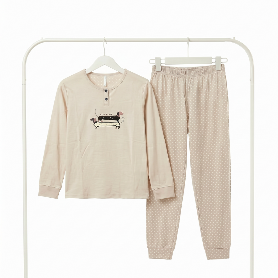 Pyjama Femme Cream beige Élégant – Importé d’Espagne 🇪🇸