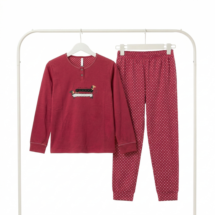 Pyjama Femme Confort Bordeaux – Importé d’Espagne 🇪🇸