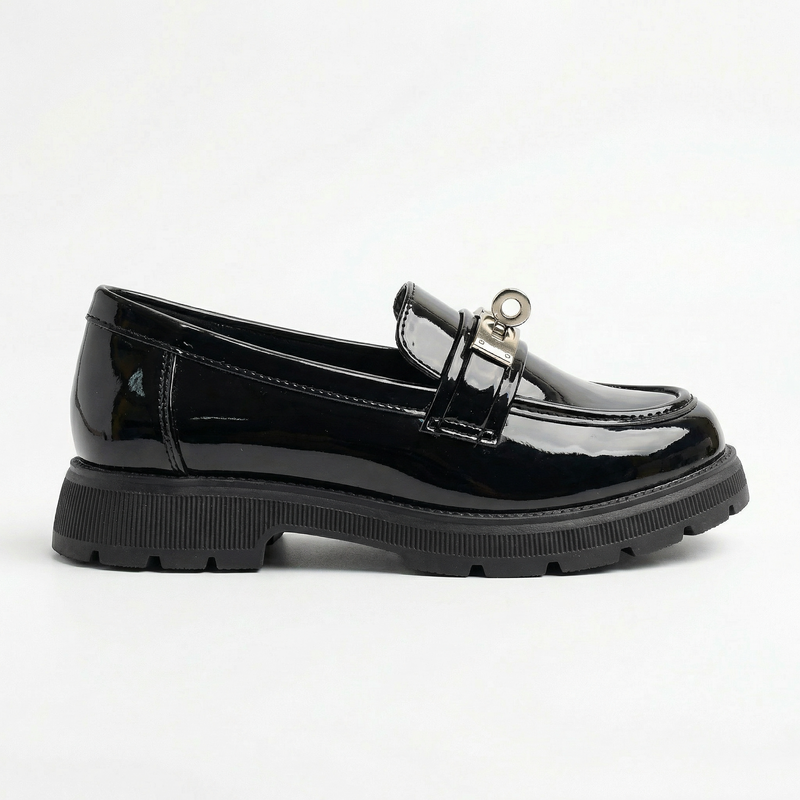 Mocassins Fille Noirs Vernis – Importés d’Espagne 🇪🇸