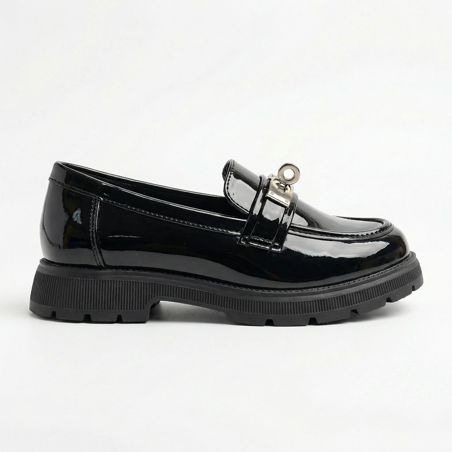 Mocassins Fille Noirs Vernis – Importés d’Espagne 🇪🇸