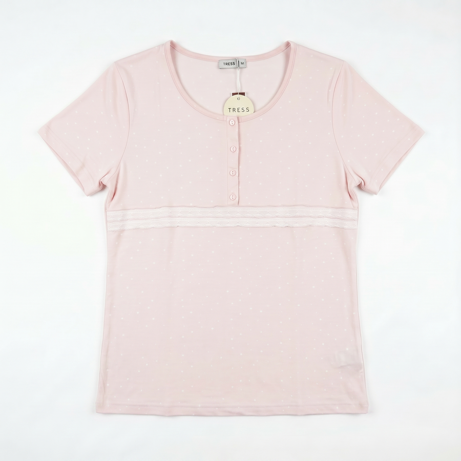 Pyjama Tress Femme Rose Clair avec Dentelle – Importé d’Espagne 🇪🇸
