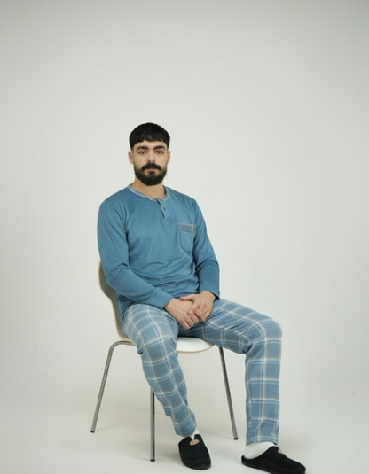 Ensemble pyjama Bombas bleu clair pour homme — doux et confortable — Maroc.