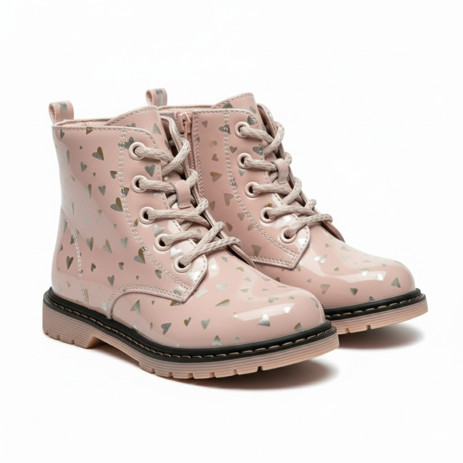 Bottines Fille Roses Motifs Cœurs – Importées d’Espagne 🇪🇸