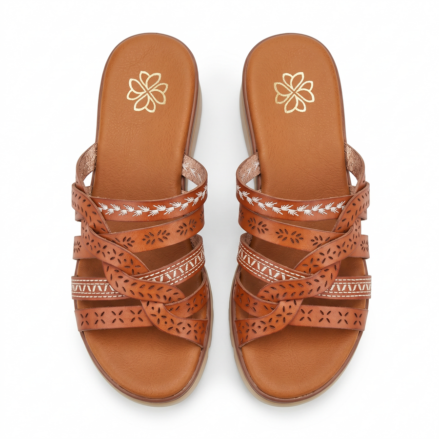 Sandales Femme Tressées Multi-Brides – Importées d'Espagne 🇪🇸 – Camel