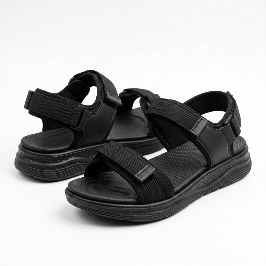 Sandale Sport Unisex Triple Velcro Semelle Chunky - Importees d'Espagne 🇪🇸 - Noir