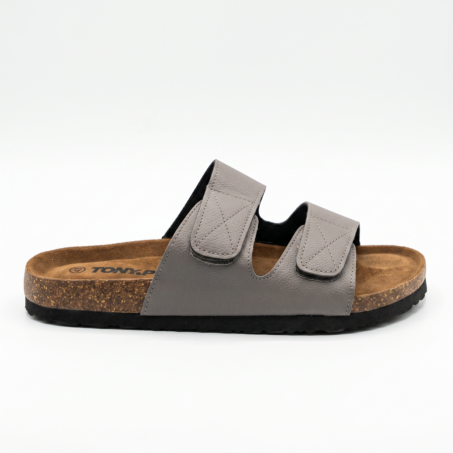 Sandales Homme Doubles Brides Ajustables – Importées d’Espagne 🇪🇸 – Gris