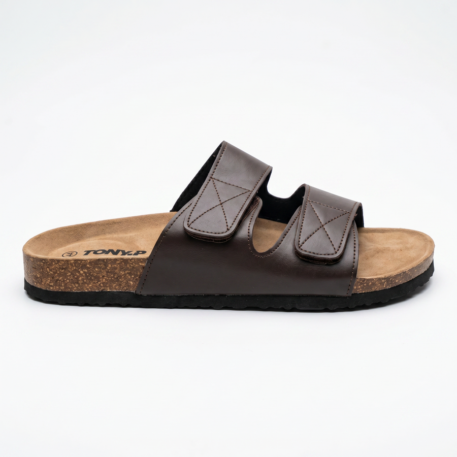 Sandales Homme Doubles Brides Ajustables – Importées d’Espagne 🇪🇸 – Marron