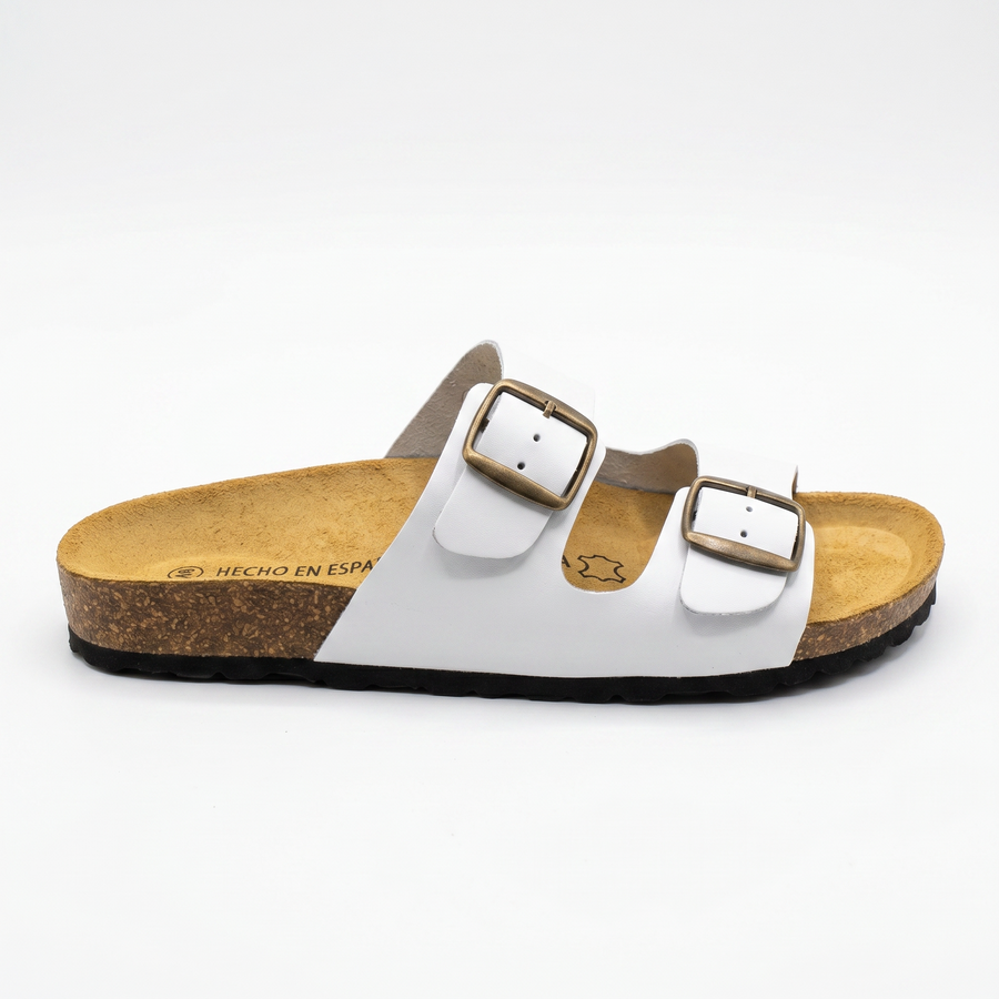 Sandales Homme Blanches Doubles à Boucles Métalliques – Fabriquées en Espagne 🇪🇸