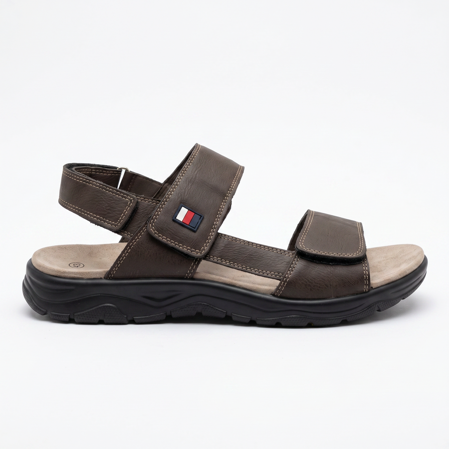 Sandales Homme Marron Doubles Brides à Scratch – Importées d’Espagne 🇪🇸