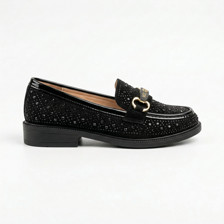 Mocassins Fille Noir à Strass – Importés d’Espagne 🇪🇸