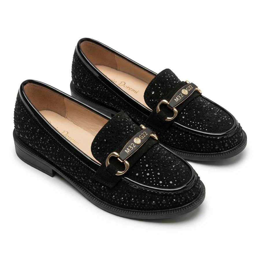 Mocassins Fille Noir à Strass – Importés d’Espagne 🇪🇸