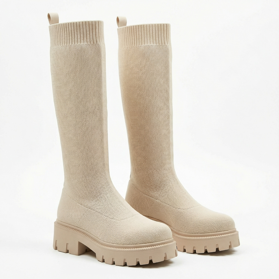 Bottes chaussette femme beige – Importées d’Espagne  🇪🇸