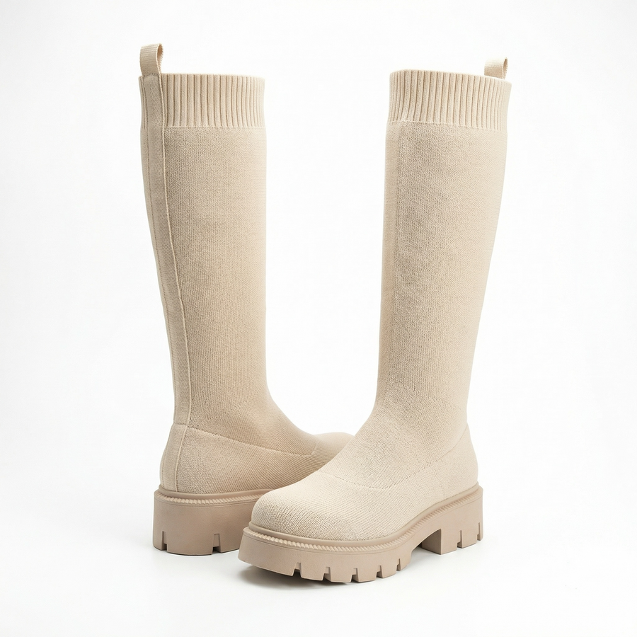 Bottes chaussette femme beige – Importées d’Espagne  🇪🇸