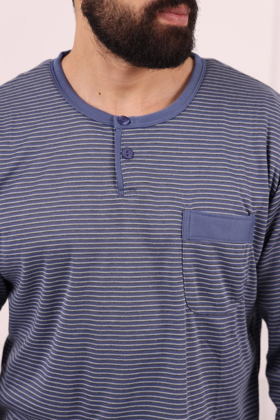 Haut pyjama homme rayures bleu foncé Maroc