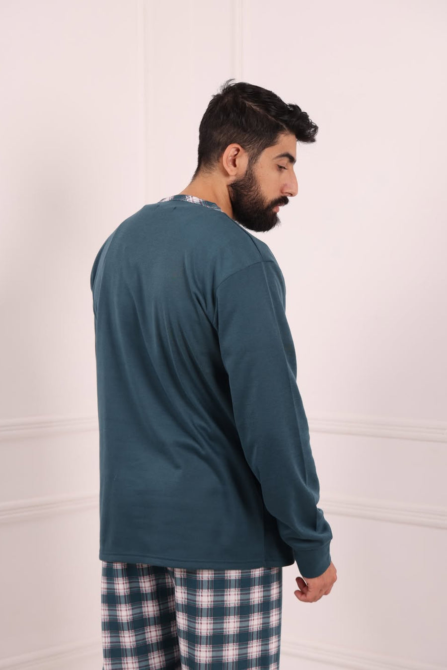 Pyjama Homme Hiver Vert Foncé & Carreaux – Coton Premium (KF 47)