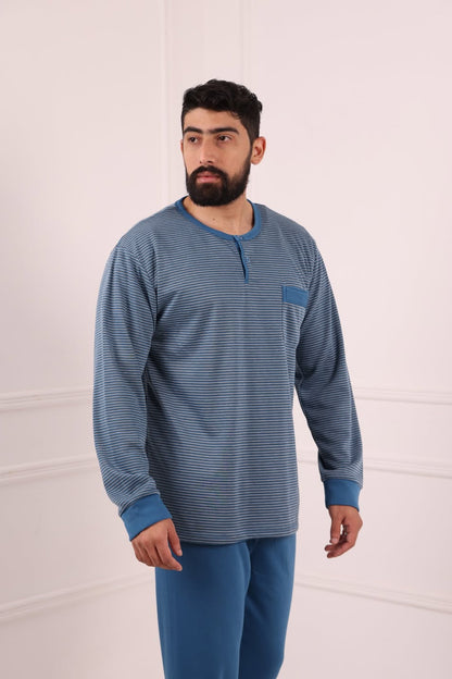 Pyjama hiver homme bleu livraison Maroc
