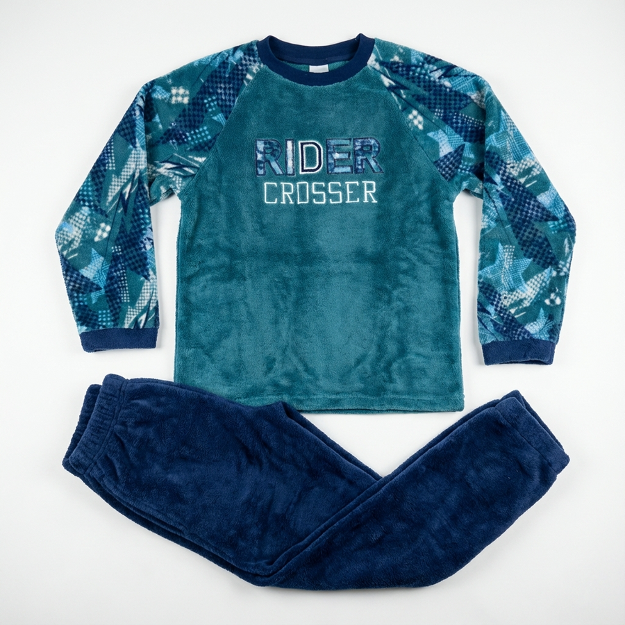 Pyjama Garçon Polaire « RIDER CROSSER » – Fabriqué en Espagne 🇪🇸