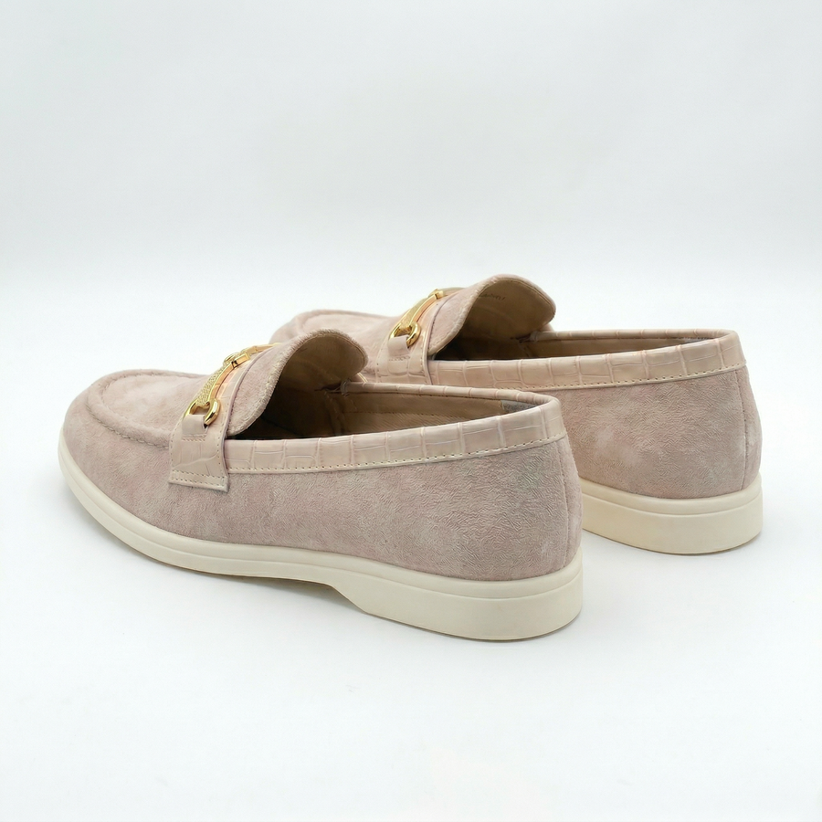 Mocassin Femme Cream Beige Touche Croco – Importé d’Espagne 🇪🇸