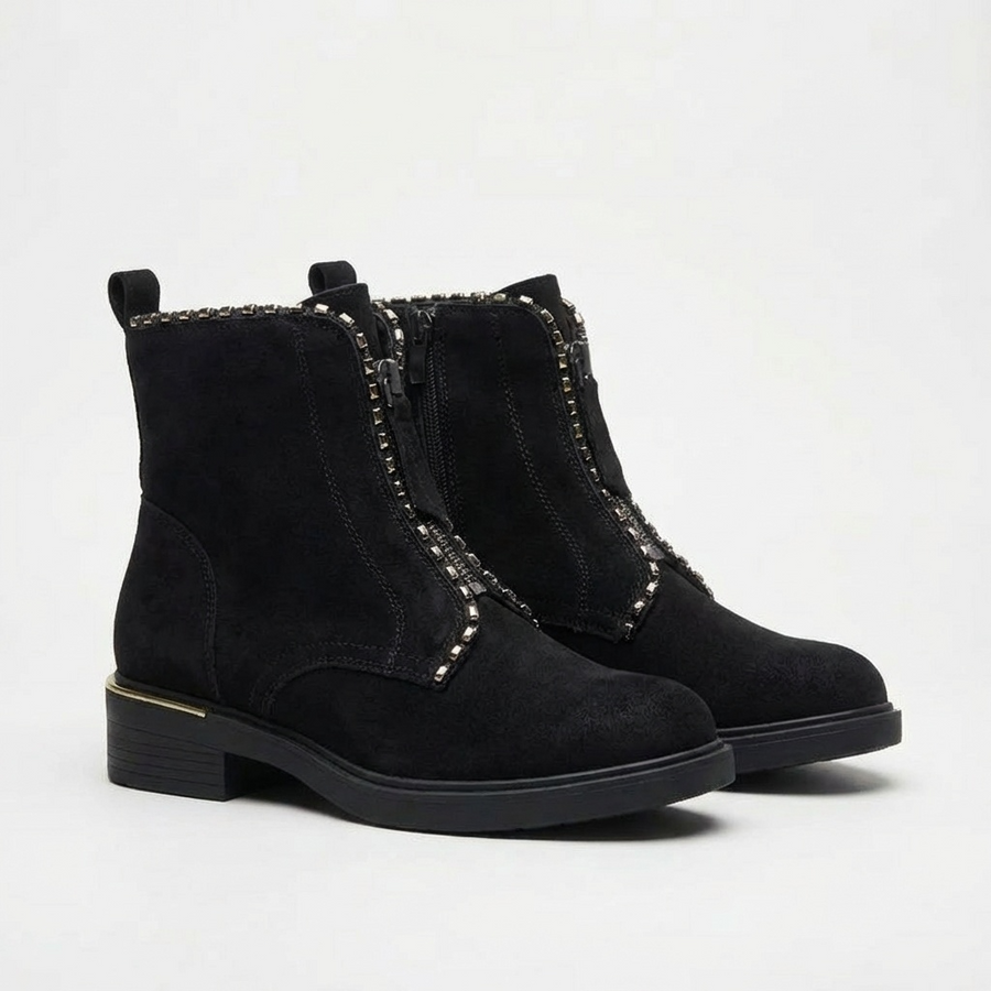 Bottines Femme en Suédine Noir – Importées d’Espagne 🇪🇸