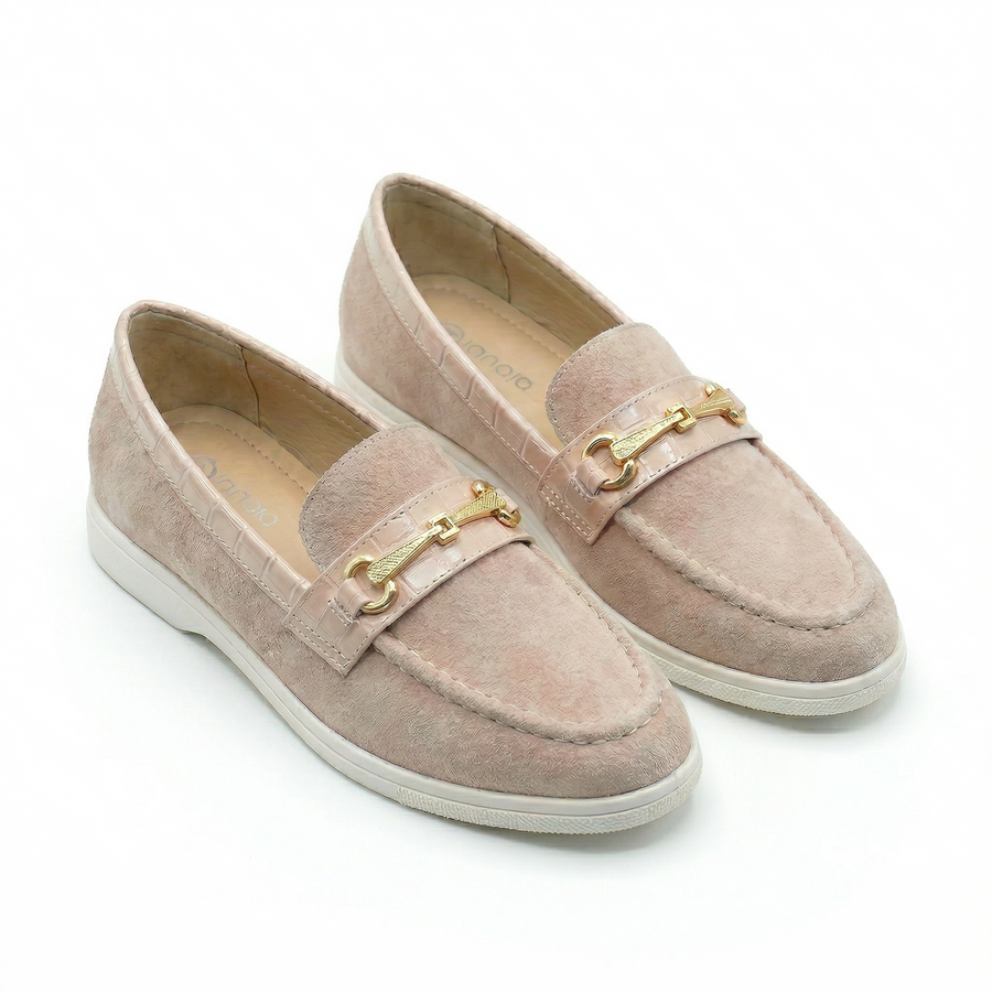 Mocassin Femme Cream Beige Touche Croco – Importé d’Espagne 🇪🇸