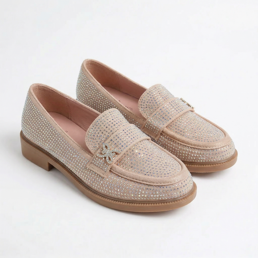 Mocassins Fille en Velours Beige – Importés d’Espagne 🇪🇸