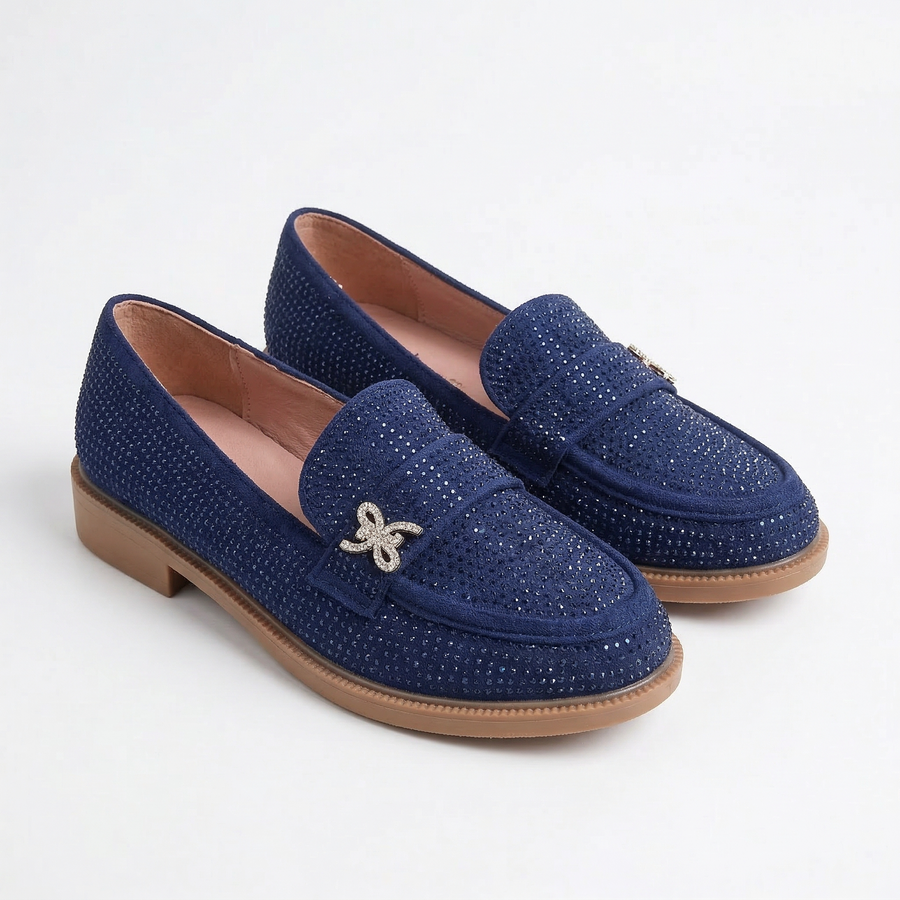 Mocassins Fille en Velours Bleu – Importés d’Espagne 🇪🇸