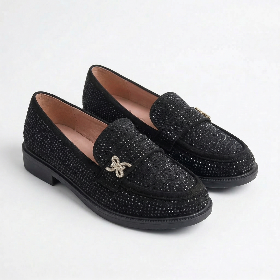 Mocassins Fille en Velours Noir – Importés d’Espagne 🇪🇸