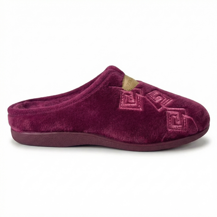 Pantoufles Femme Bordeaux – Motifs Brodés | Importées d’Espagne 🇪🇸