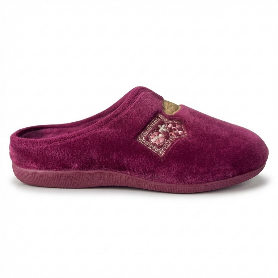 Pantoufles Femme Hiver Confort Bordeaux – Importées d’Espagne