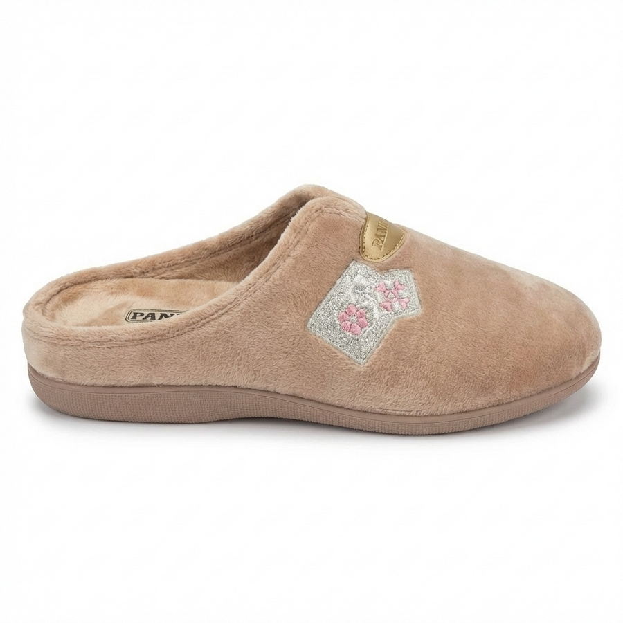 Pantoufles Femme Hiver Confort Taupe Clair – Importées d’Espagne