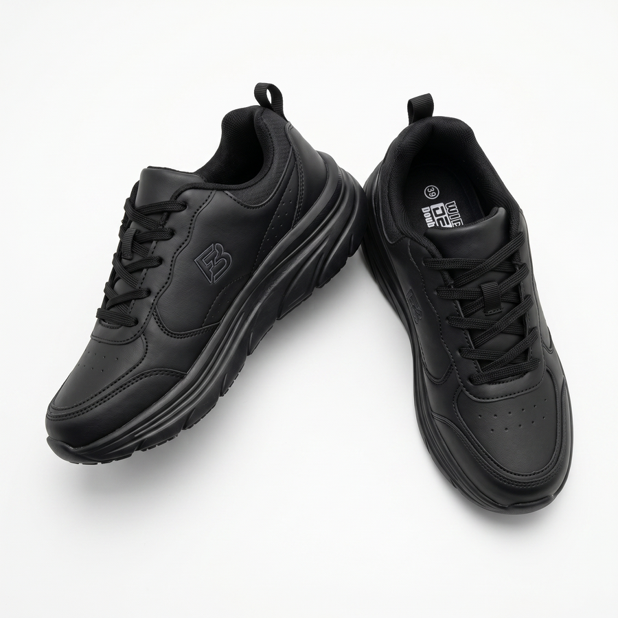 Sneakers Homme Noires Wide Fit “Double Memory” – Importées d’Espagne 🇪🇸