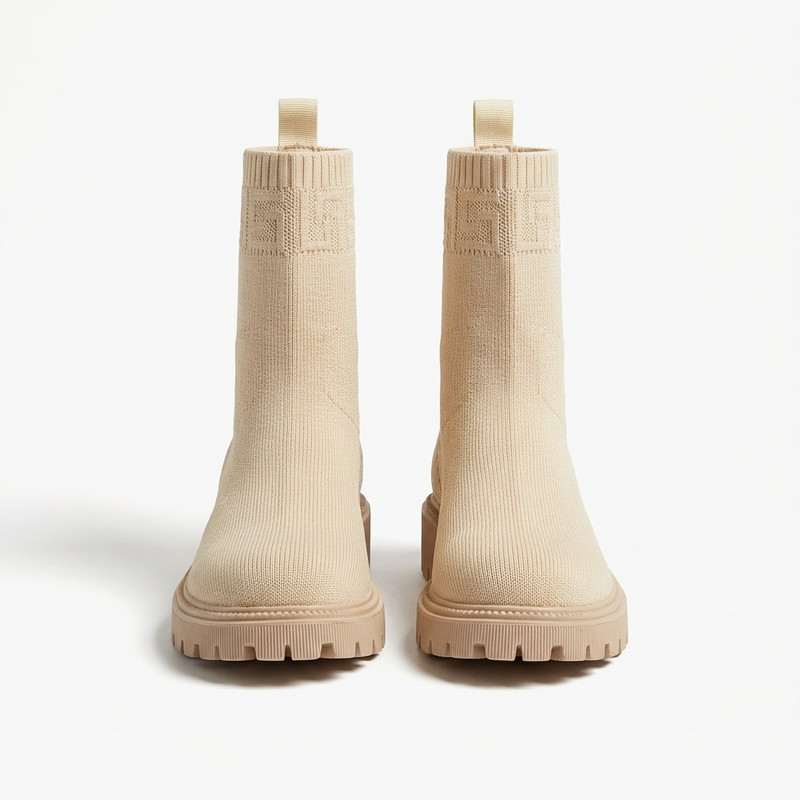 Bottines Femme Beige en Maille – Importées d’Espagne 🇪🇸
